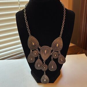 Silver plated southwestern bohemian style statement bib necklace fashion piece